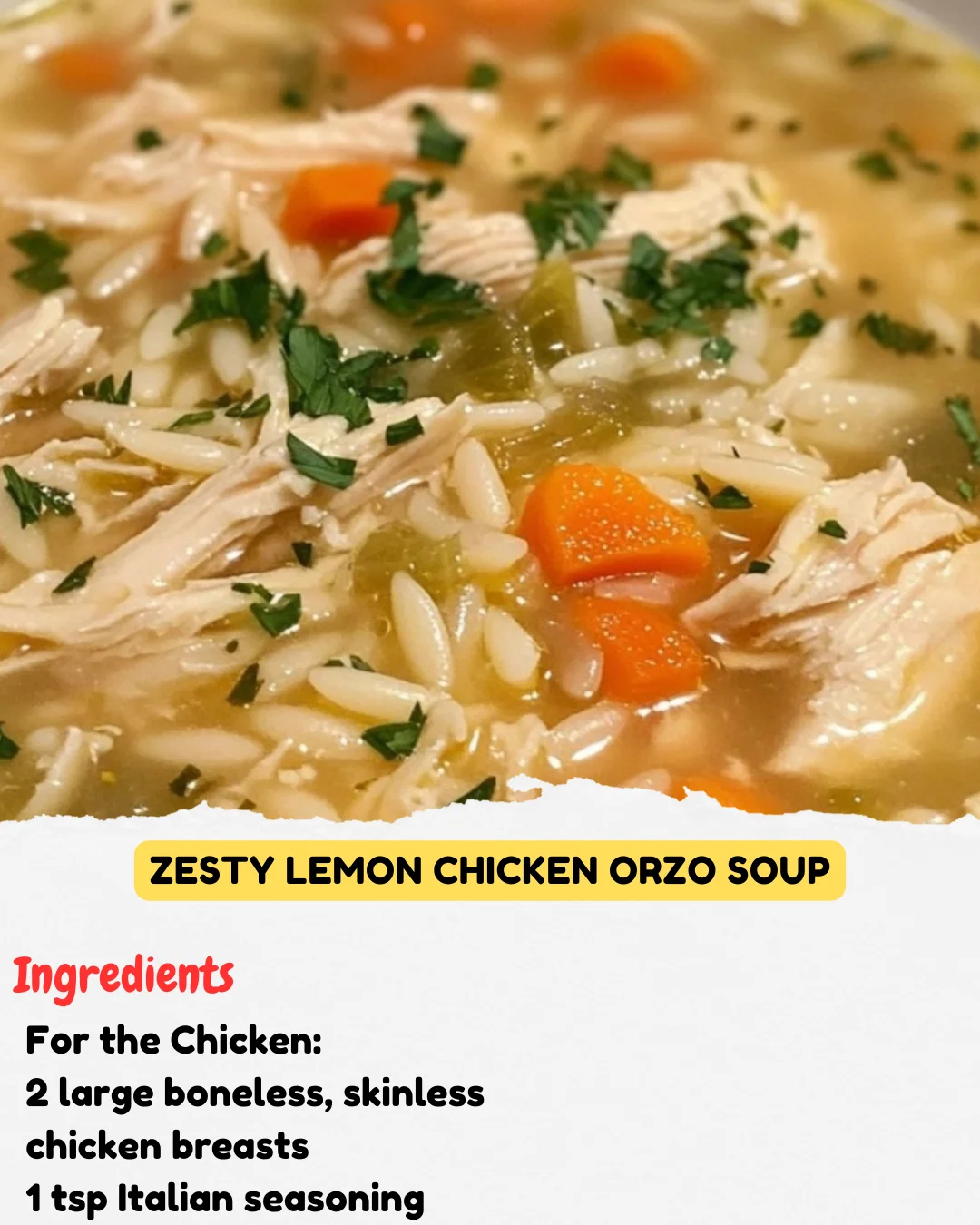 Zesty Lemon Chicken Orzo Soup
