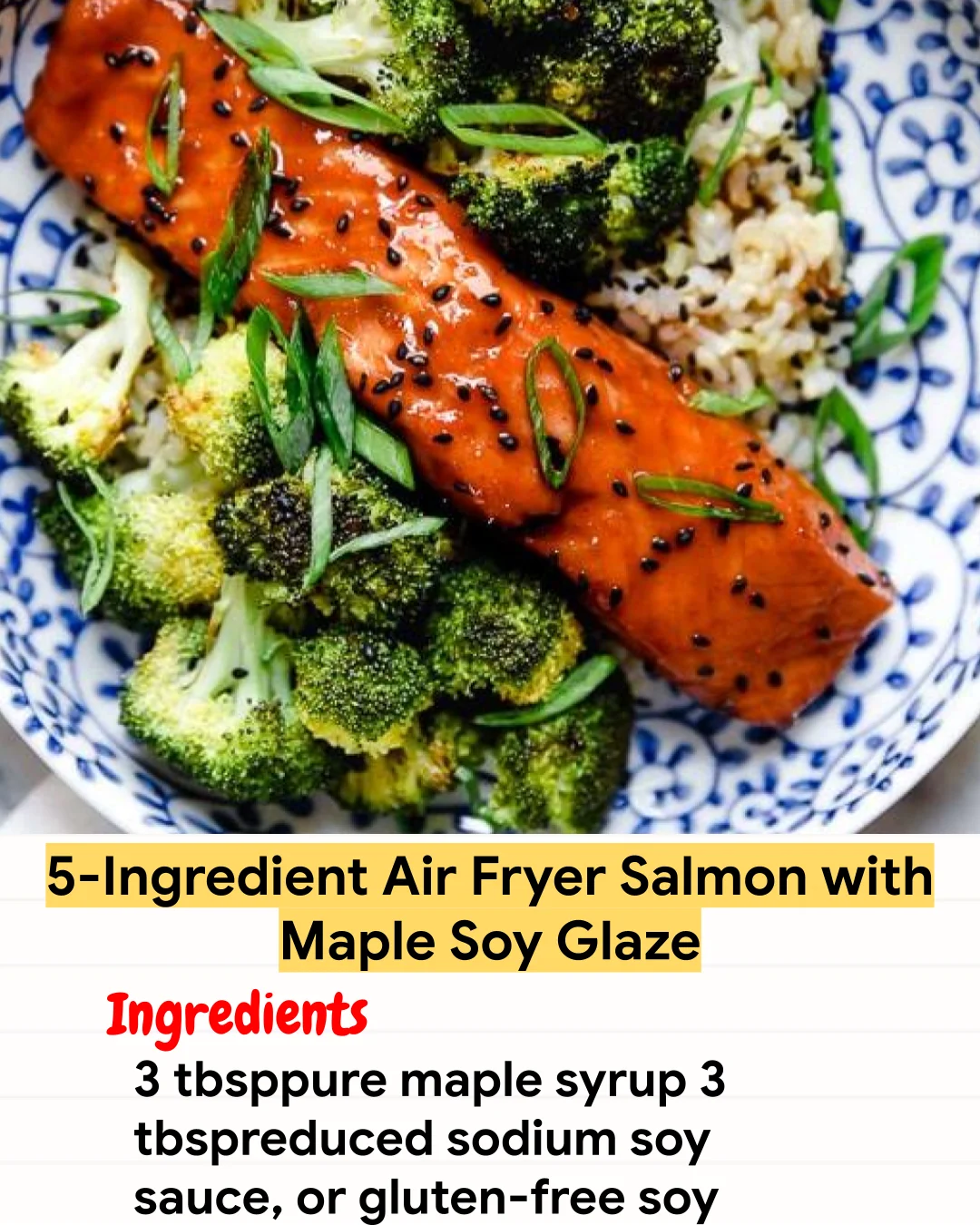 Air Fryer Recipe 5-Ingredient Air Fryer Salmon with Maple Soy Glaze