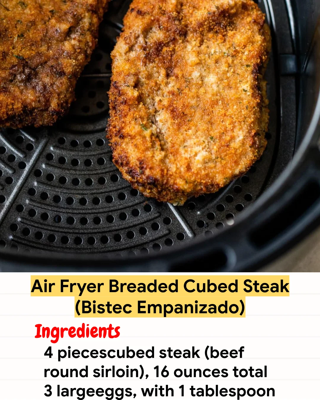Air Fryer Recipe Air Fryer Breaded Cubed Steak (Bistec Empanizado)