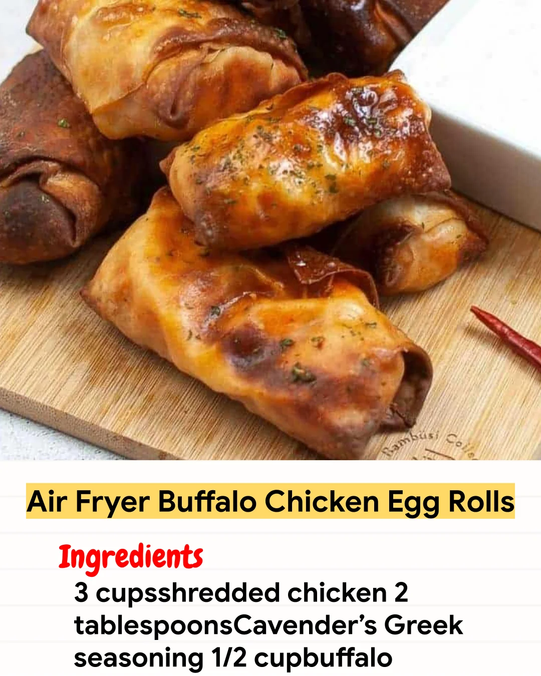 Air Fryer Recipe Air Fryer Buffalo Chicken Egg Rolls