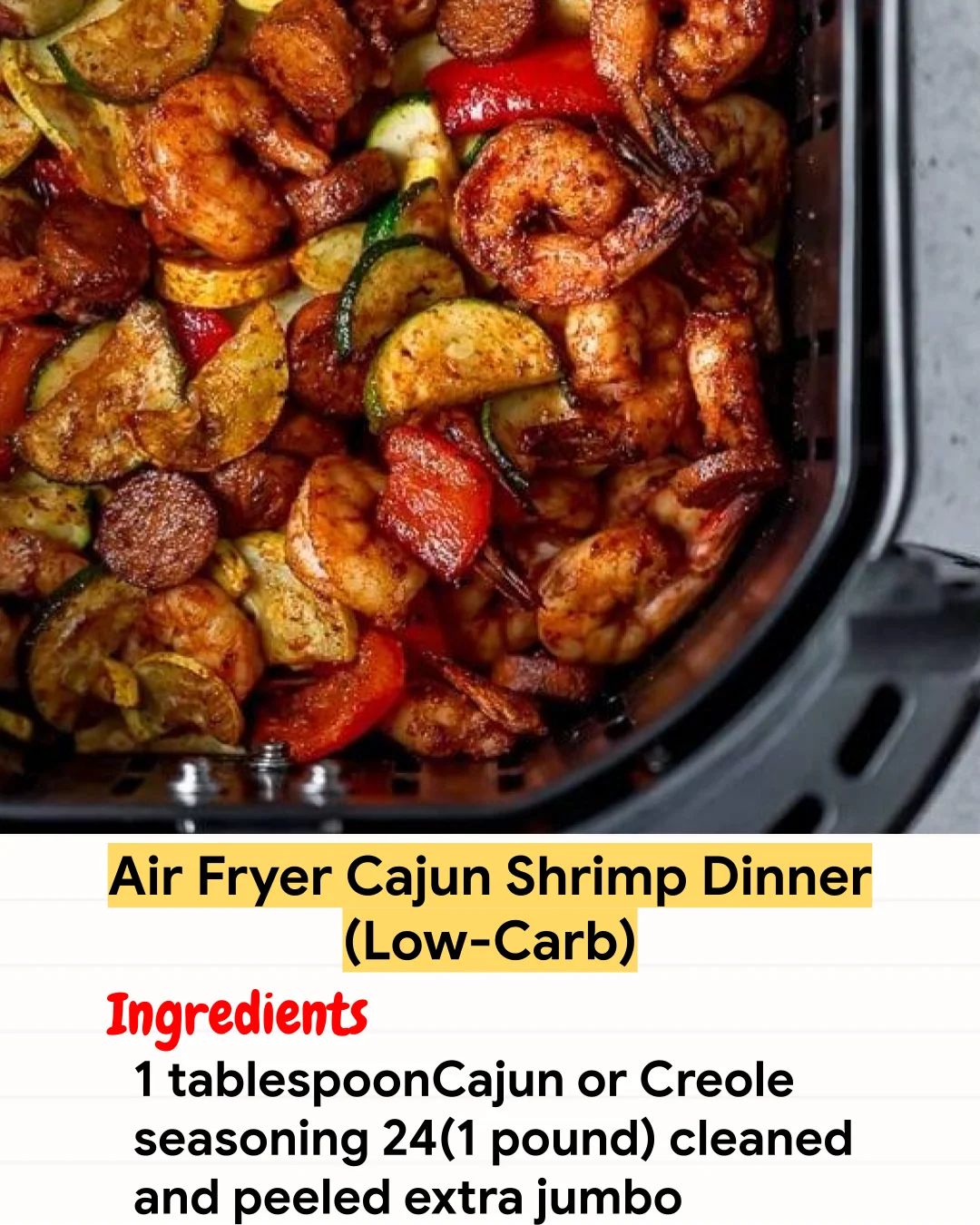 Air Fryer Recipe Air Fryer Cajun Shrimp Dinner (Low-Carb)