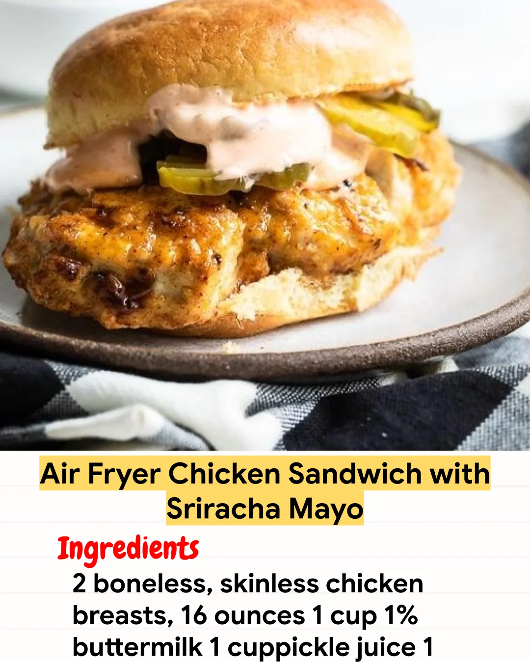 Air Fryer Recipe Air Fryer Chicken Sandwich with Sriracha Mayo