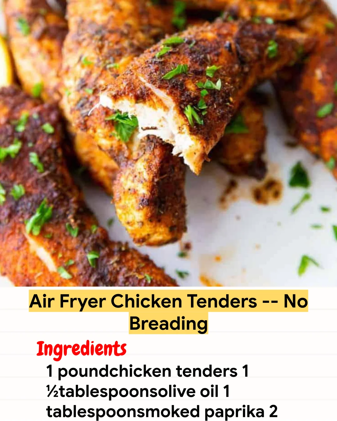 Air Fryer Recipe Air Fryer Chicken Tenders — No Breading