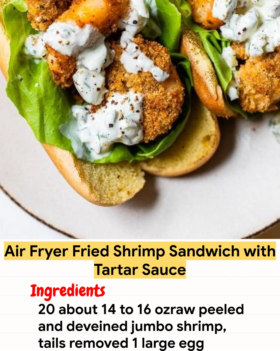 Air Fryer Recipe Air Fryer Fried Shrimp Sandwich with Tartar Sauce