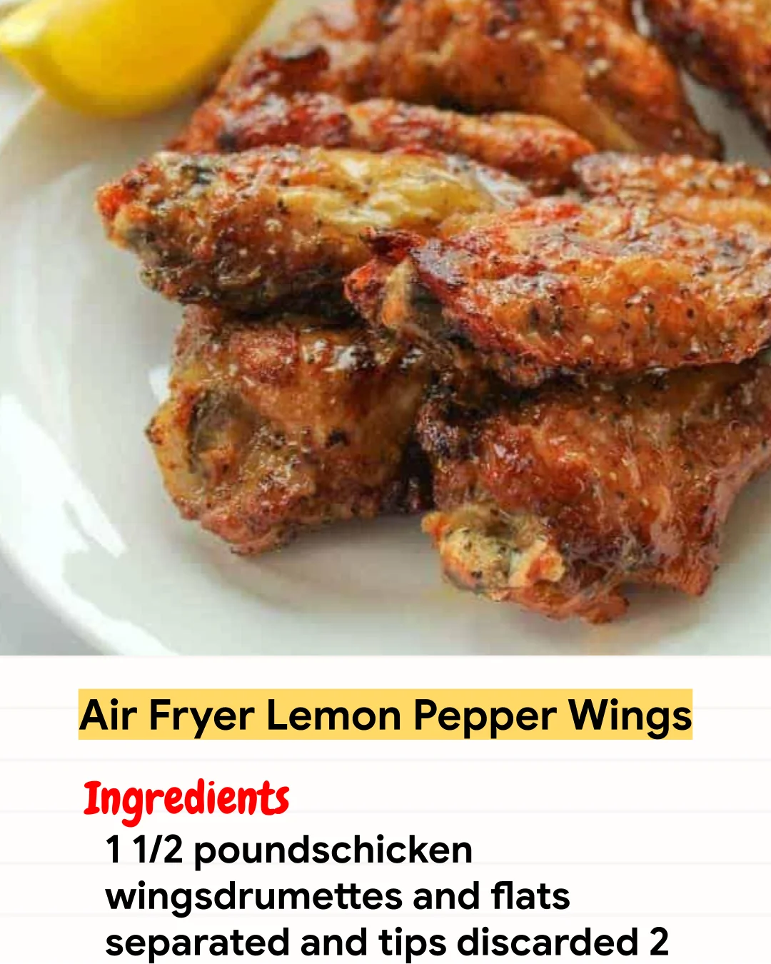 Air Fryer Recipe Air Fryer Lemon Pepper Wings