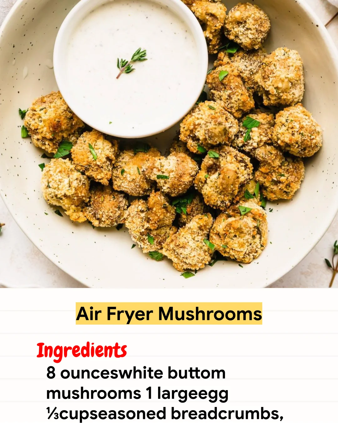 Air Fryer Recipe Air Fryer Mushrooms