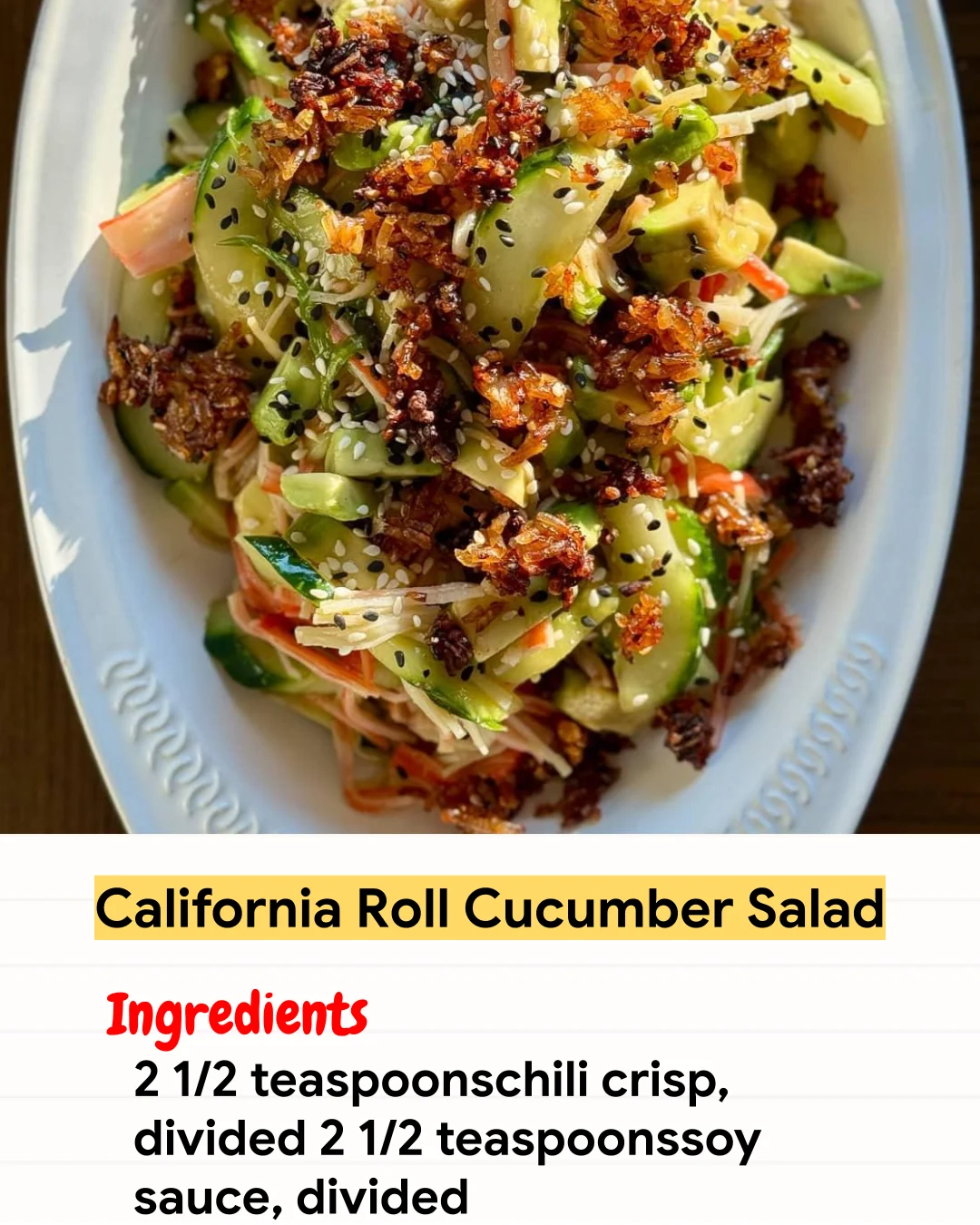 Air Fryer Recipe California Roll Cucumber Salad