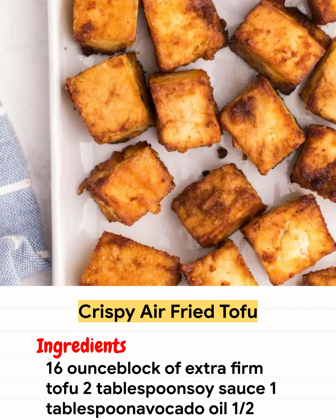 Air Fryer Recipe Crispy Air Fried Tofu