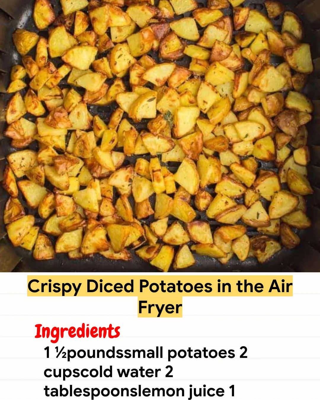 Air Fryer Recipe Crispy Diced Potatoes in the Air Fryer