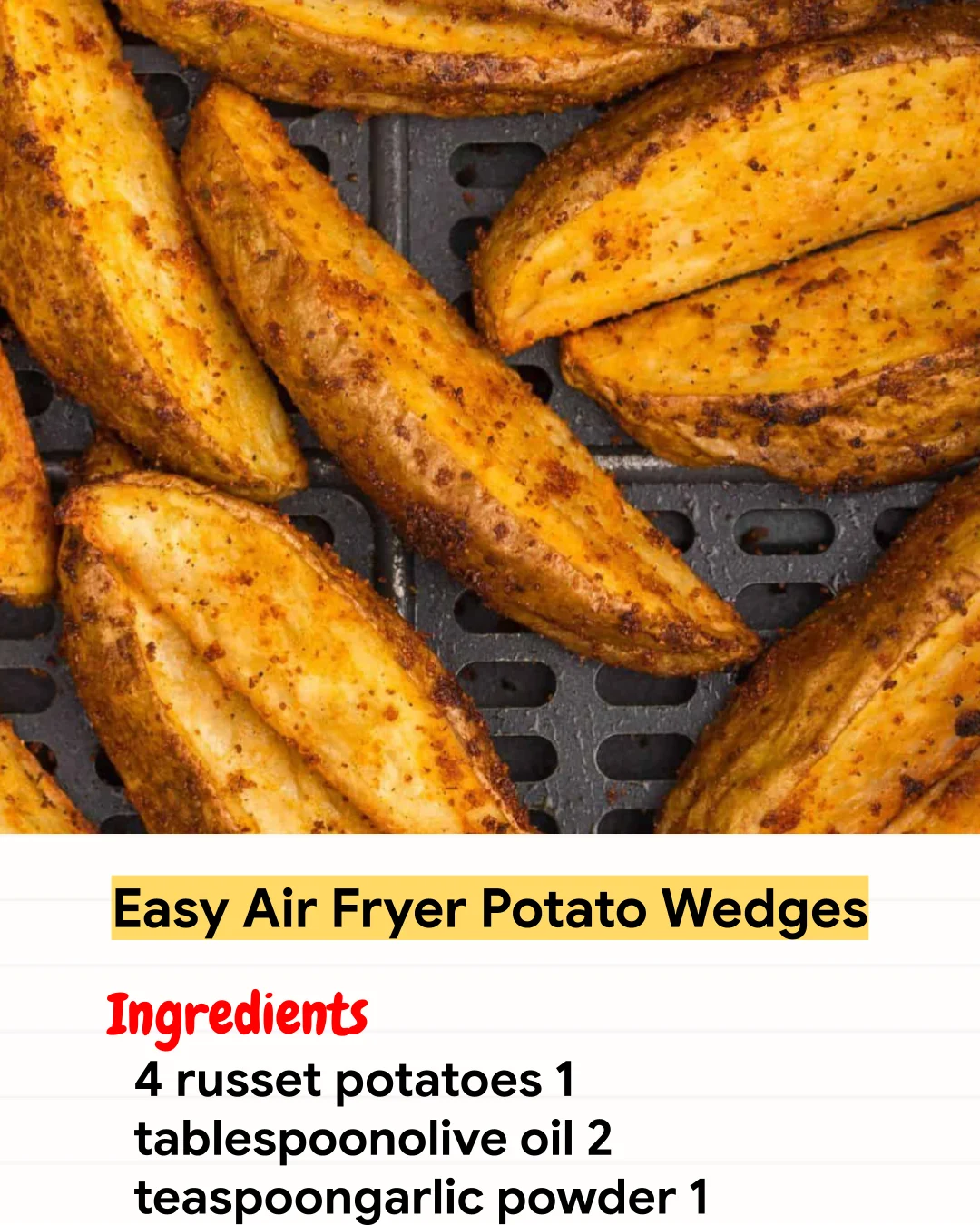 Air Fryer Recipe Easy Air Fryer Potato Wedges