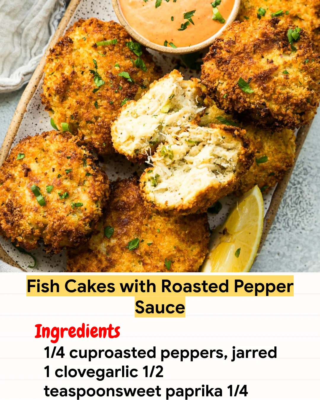 Air Fryer Recipe Fish Cakes with Roasted Pepper Sauce