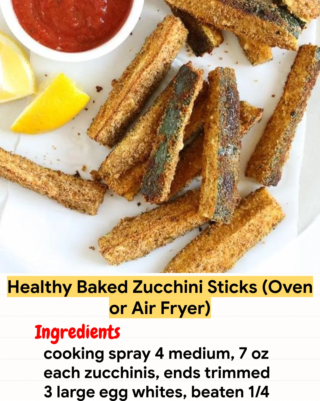 Air Fryer Recipe Healthy Baked Zucchini Sticks (Oven or Air Fryer)