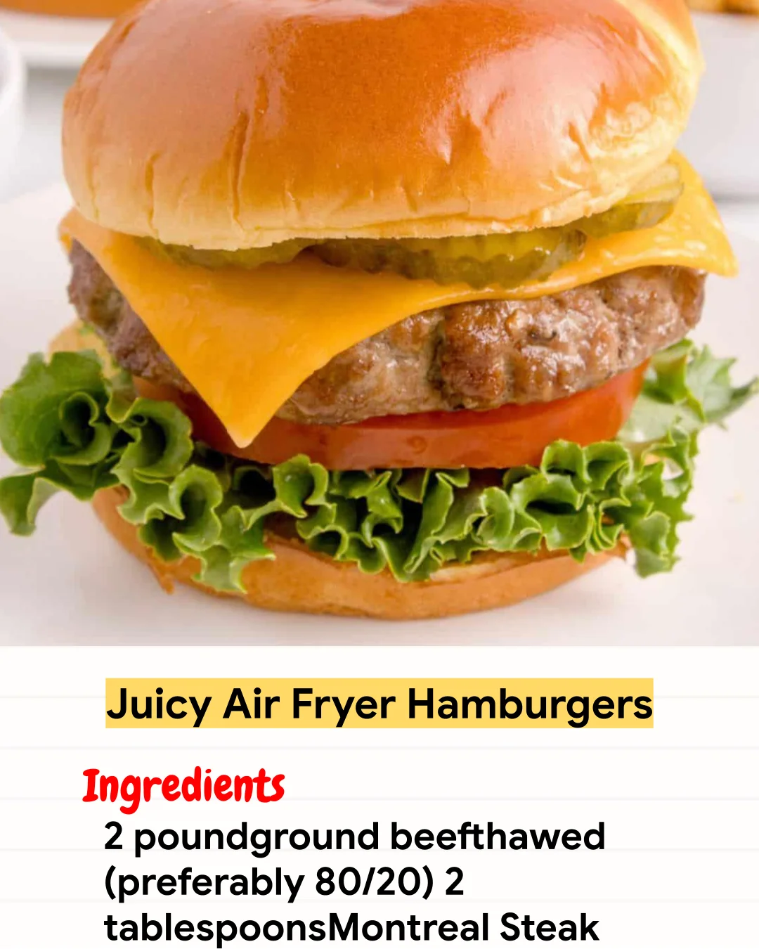 Air Fryer Recipe Juicy Air Fryer Hamburgers