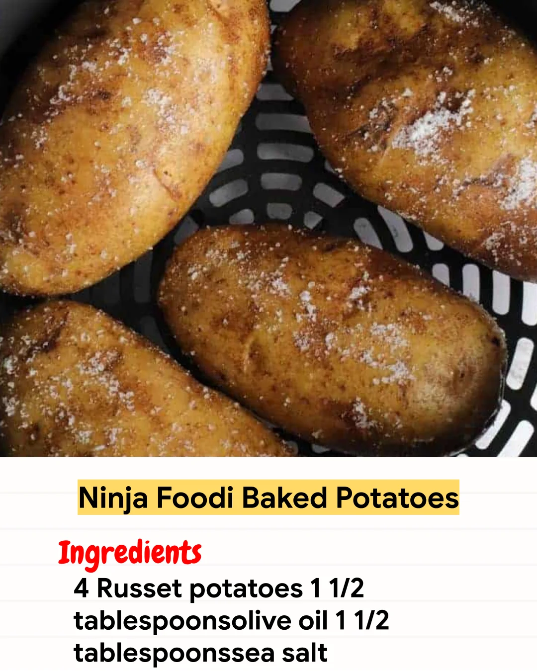 Air Fryer Recipe Ninja Foodi Baked Potatoes