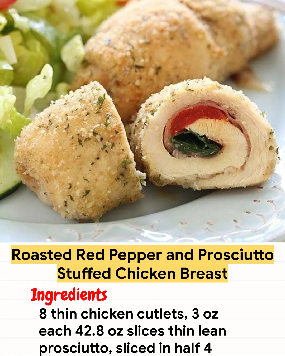 Air Fryer Recipe Roasted Red Pepper and Prosciutto Stuffed Chicken Breast