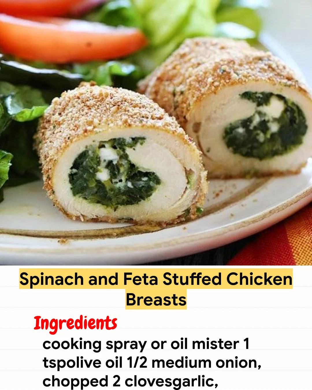 Air Fryer Recipe Spinach and Feta Stuffed Chicken Breasts