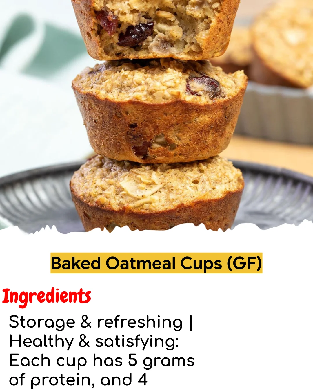 Baked Oatmeal Cups (GF) (Meal Prep Friendly)