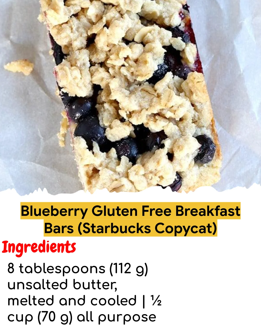 Blueberry Gluten Free Breakfast Bars (Starbucks Copycat) (Meal Prep Friendly)