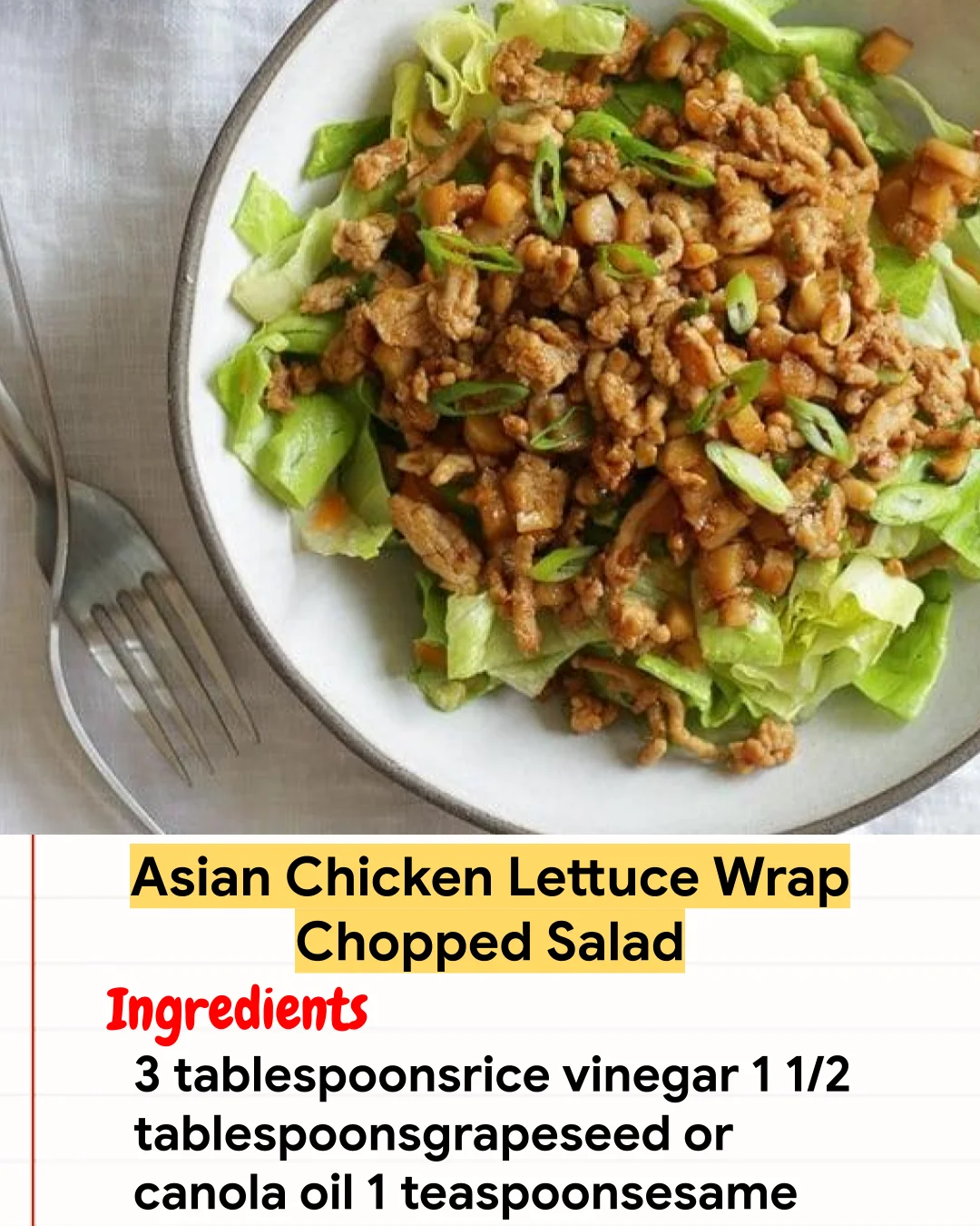 Chicken Recipe Asian Chicken Lettuce Wrap Chopped Salad