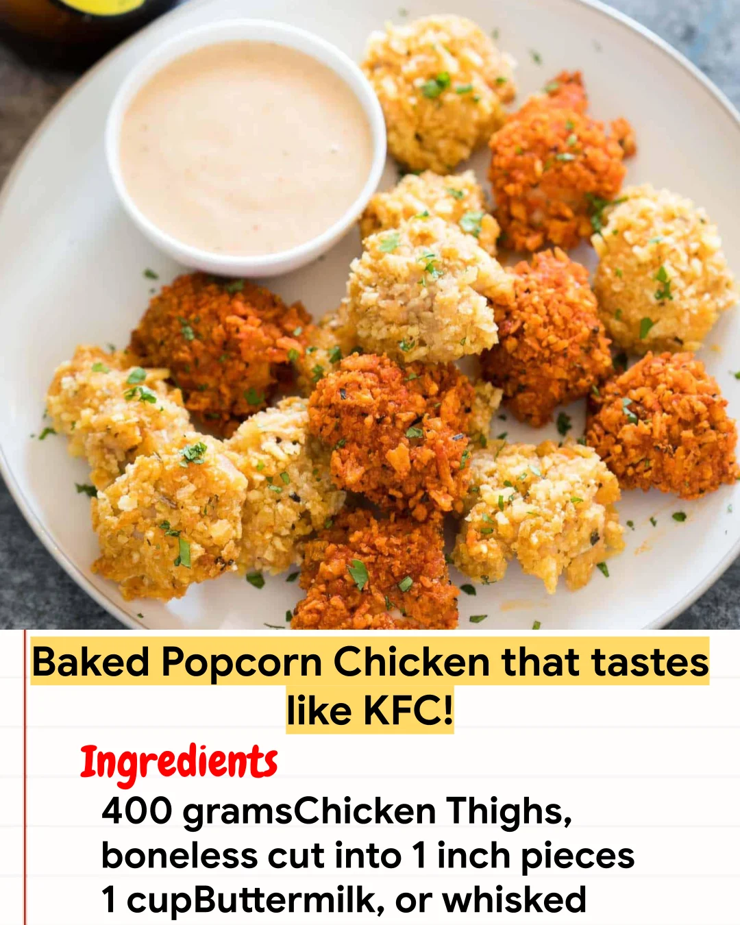 Chicken Recipe Baked Popcorn Chicken that tastes like KFC!