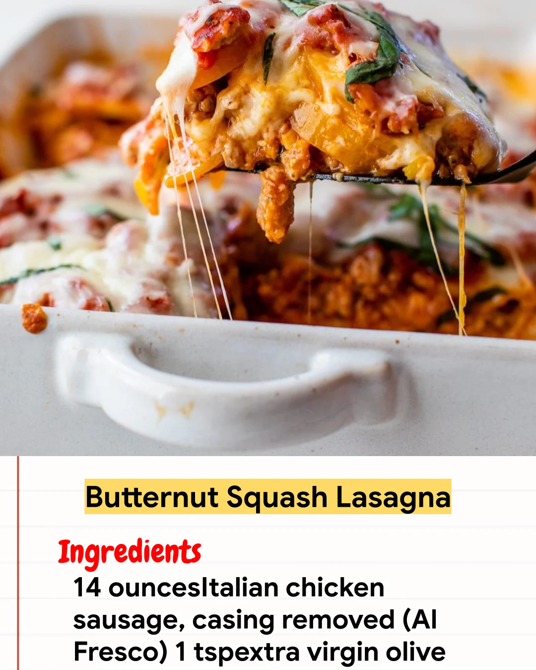 Chicken Recipe Butternut Squash Lasagna