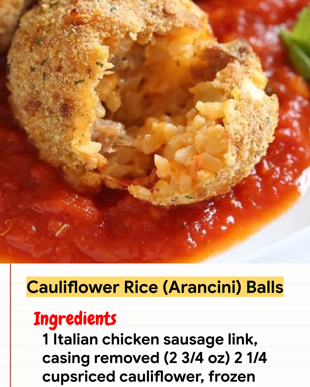 Chicken Recipe Cauliflower Rice (Arancini) Balls