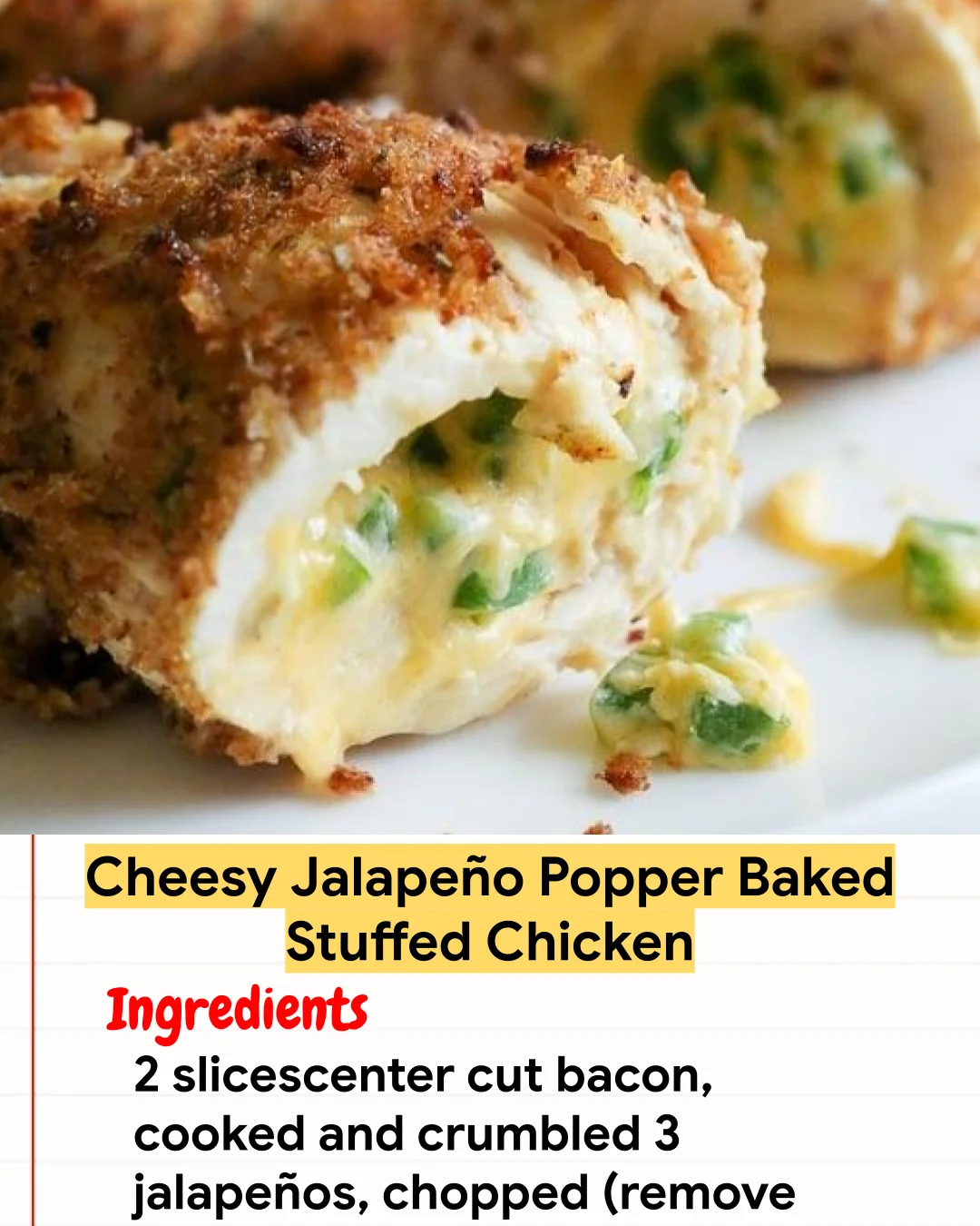 Chicken Recipe Cheesy Jalapeño Popper Baked Stuffed Chicken