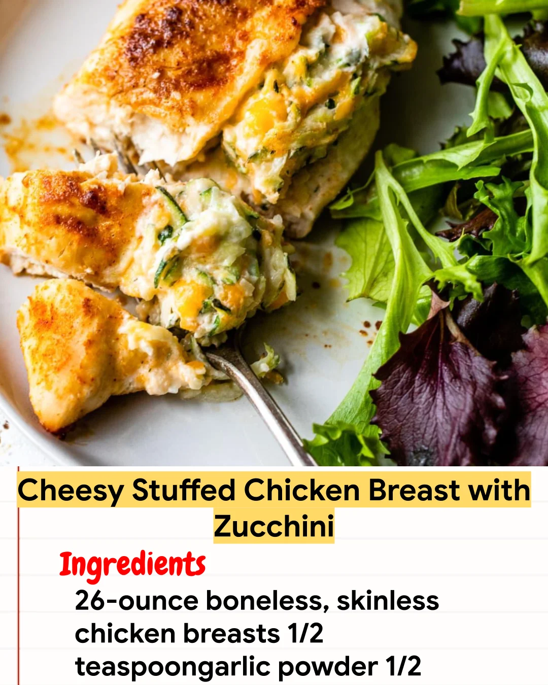 Chicken Recipe Cheesy Stuffed Chicken Breast with Zucchini