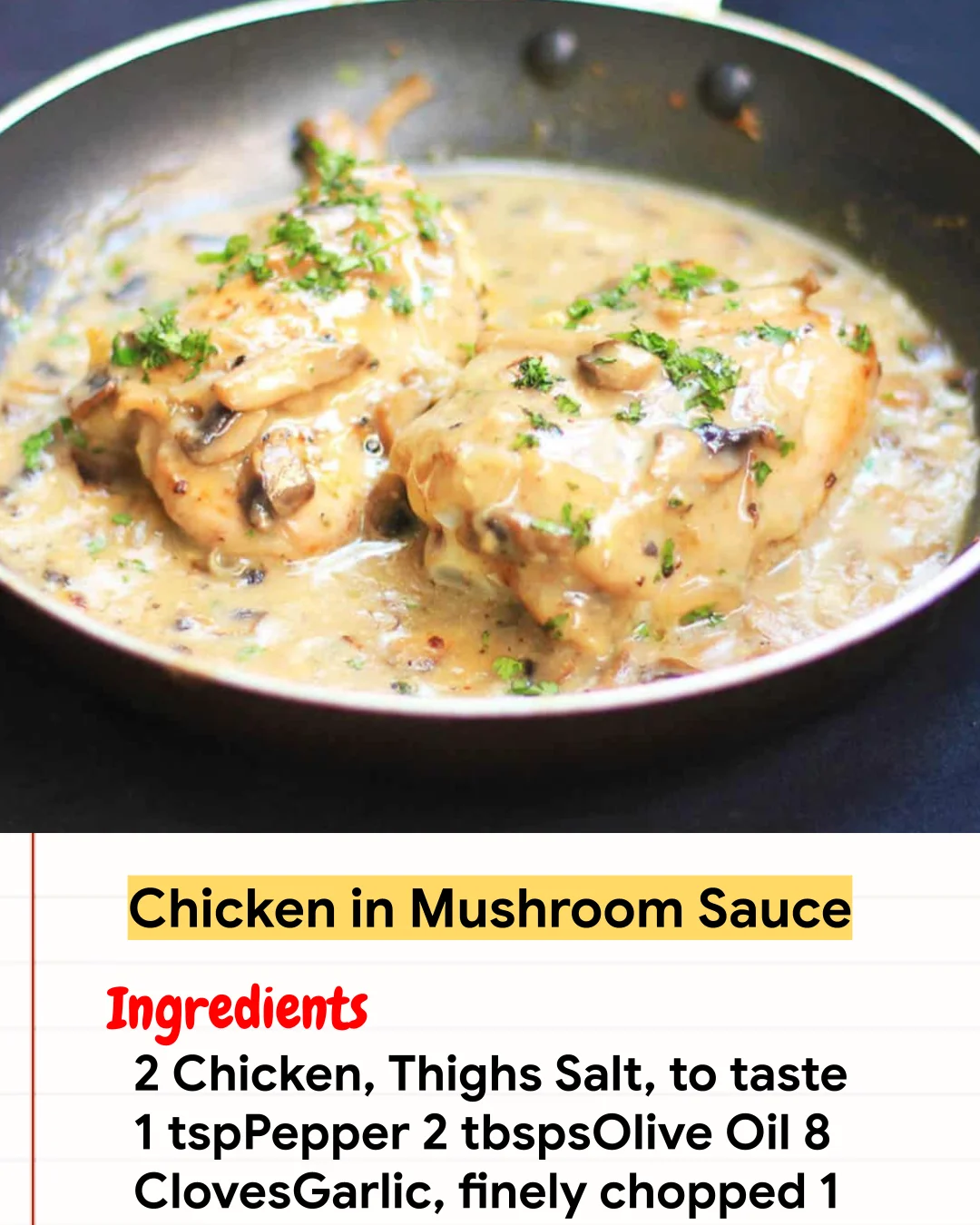 Chicken Recipe Chicken in Mushroom Sauce