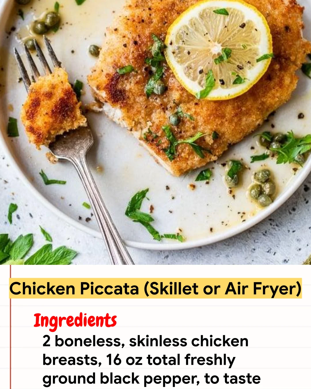 Chicken Recipe Chicken Piccata (Skillet or Air Fryer)