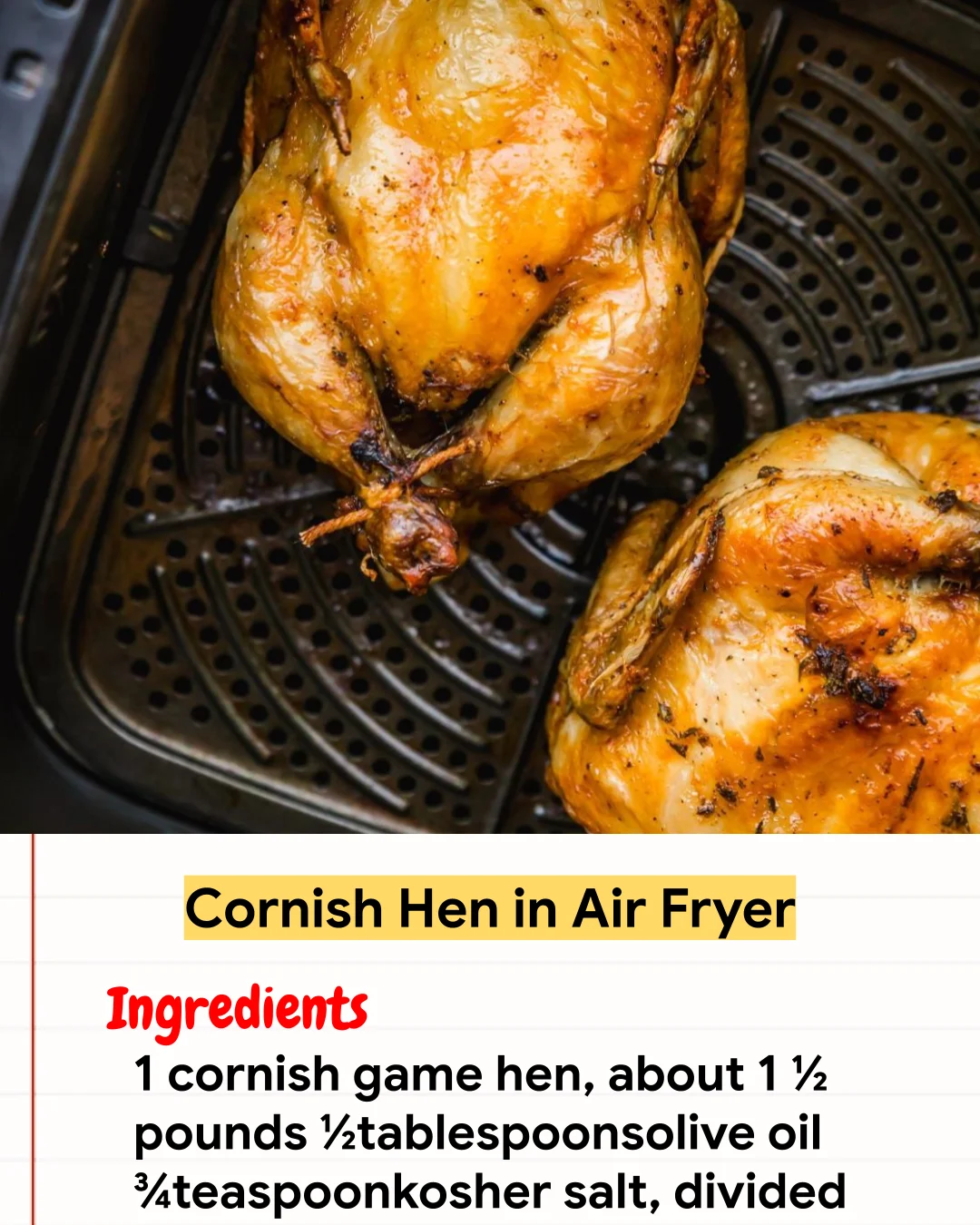 Chicken Recipe Cornish Hen in Air Fryer