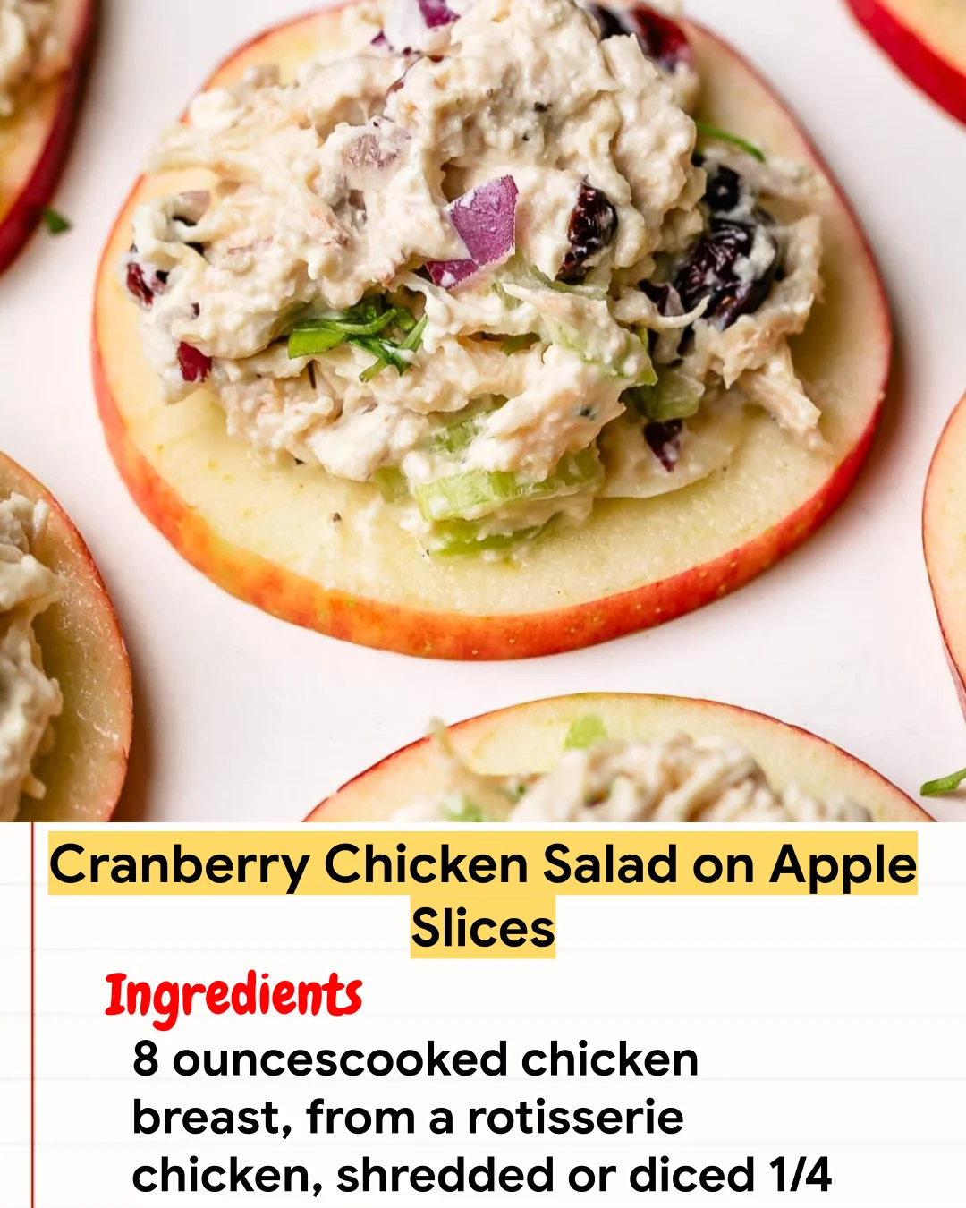Chicken Recipe Cranberry Chicken Salad on Apple Slices