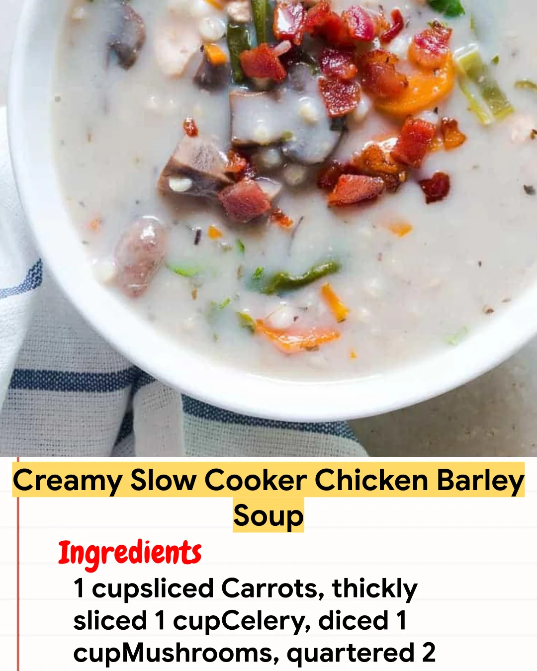 Chicken Recipe Creamy Slow Cooker Chicken Barley Soup