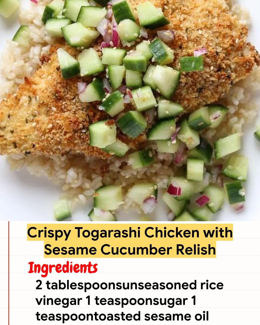 Chicken Recipe Crispy Togarashi Chicken with Sesame Cucumber Relish