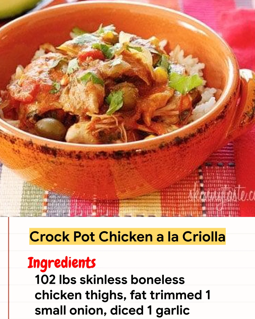 Chicken Recipe Crock Pot Chicken a la Criolla