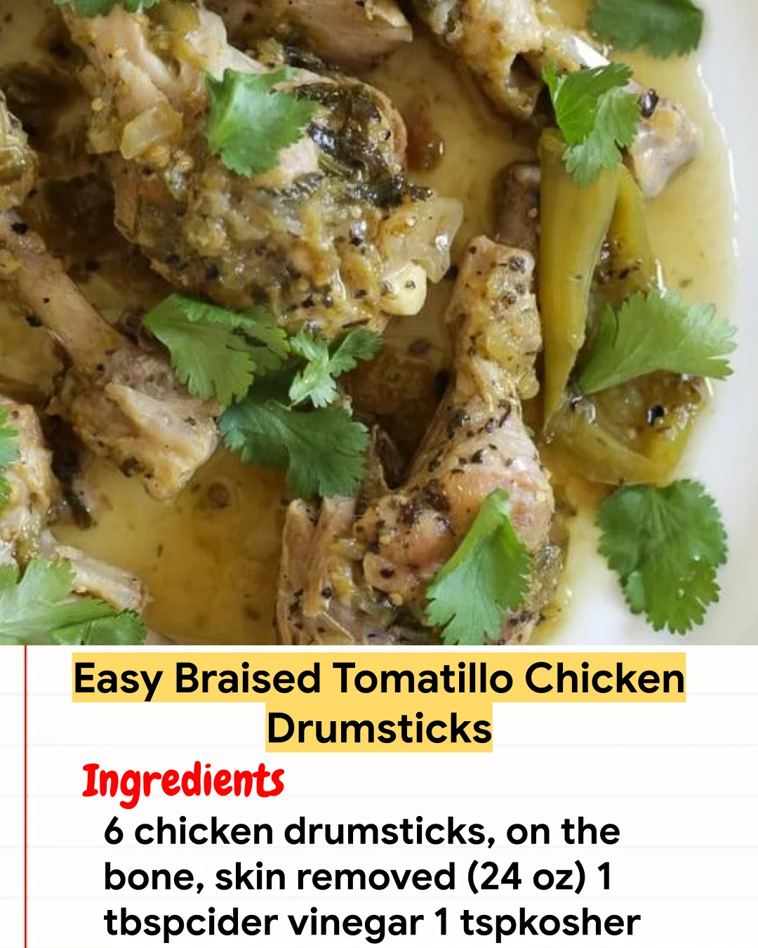 Chicken Recipe Easy Braised Tomatillo Chicken Drumsticks