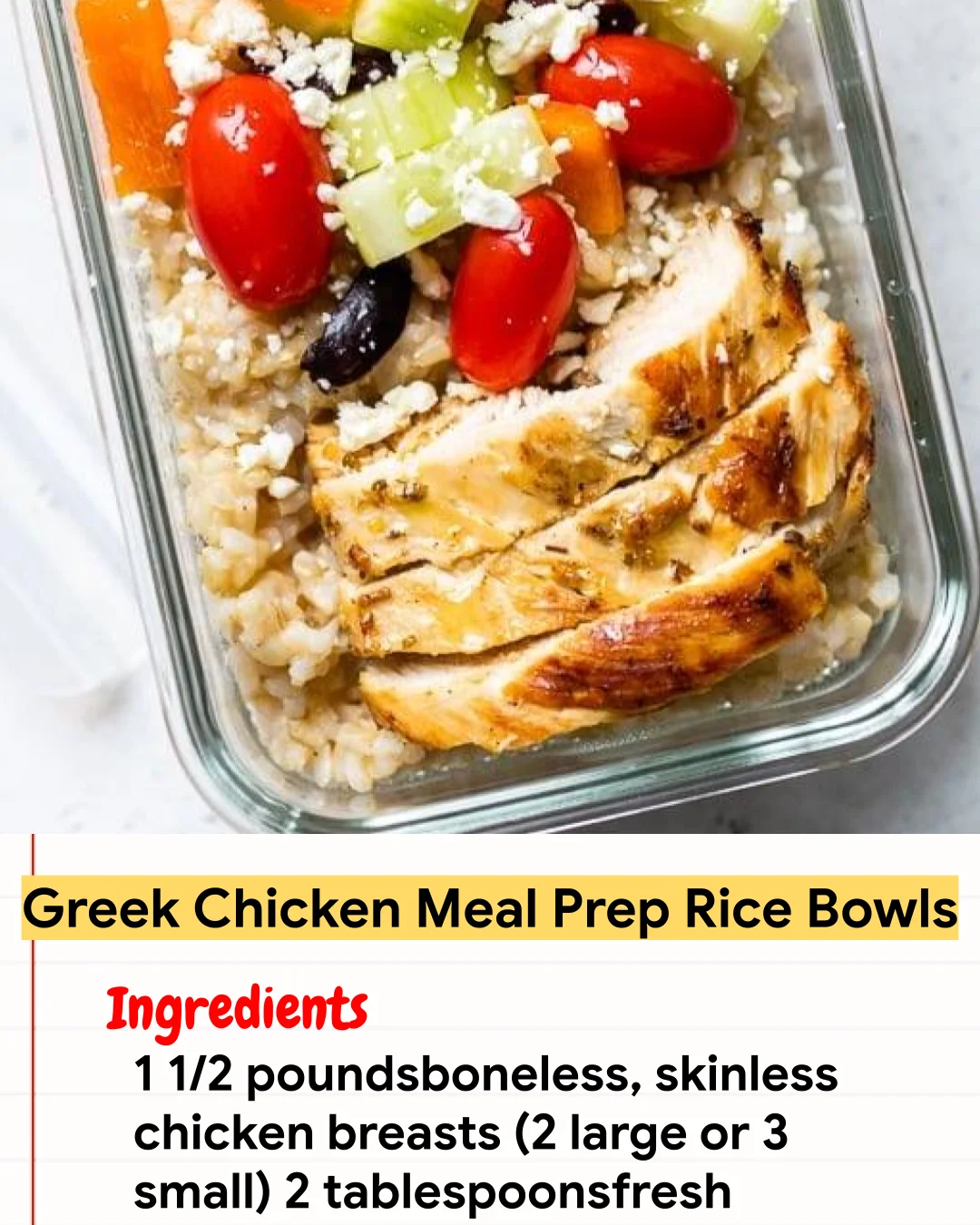 Chicken Recipe Greek Chicken Meal Prep Rice Bowls