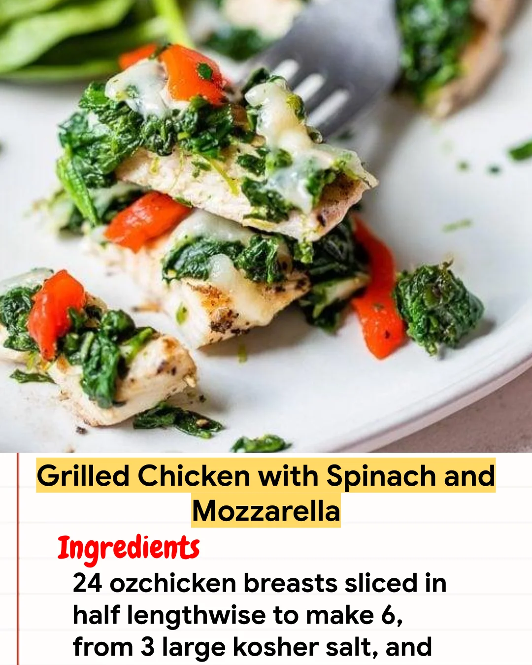 Chicken Recipe Grilled Chicken with Spinach and Mozzarella
