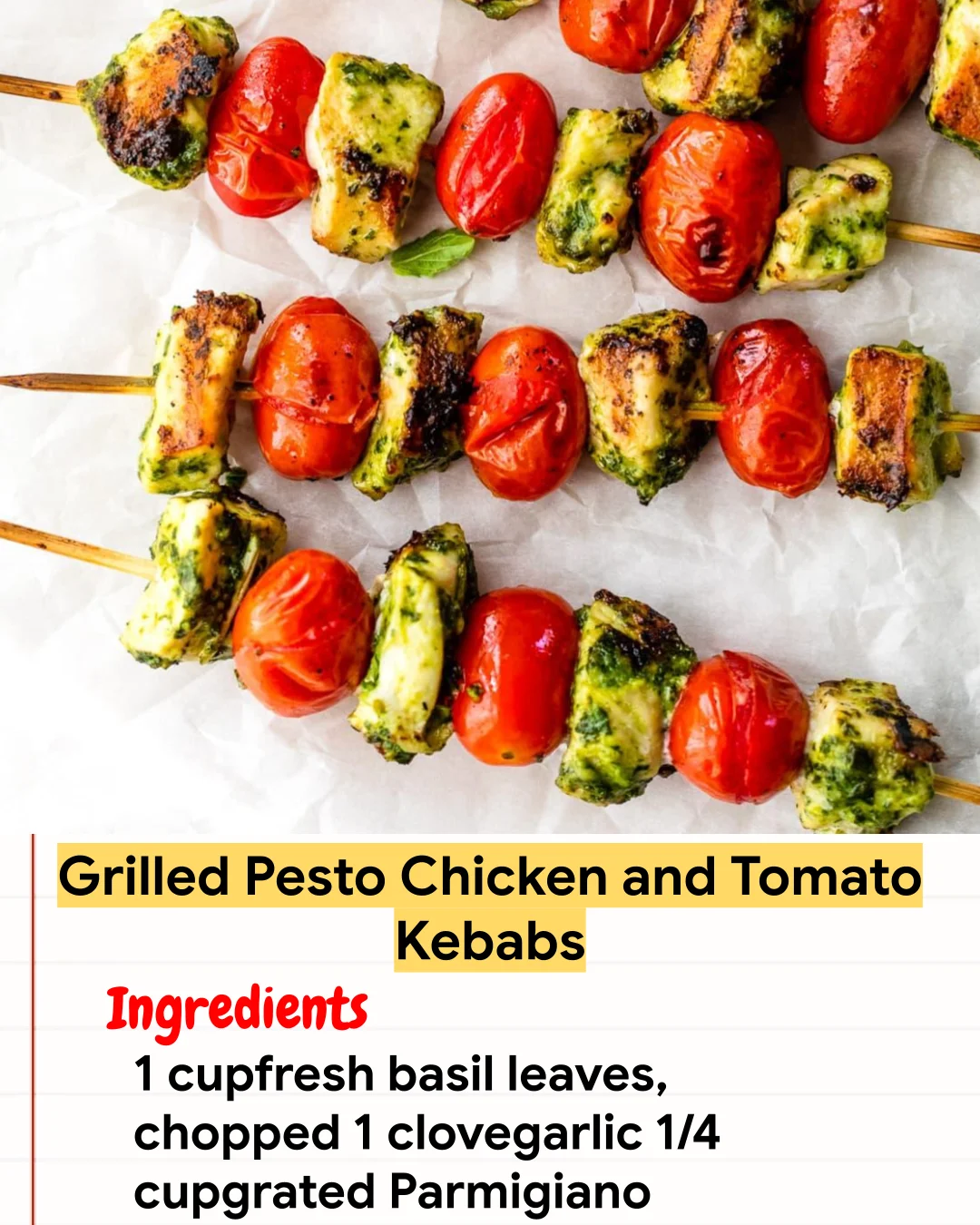 Chicken Recipe Grilled Pesto Chicken and Tomato Kebabs