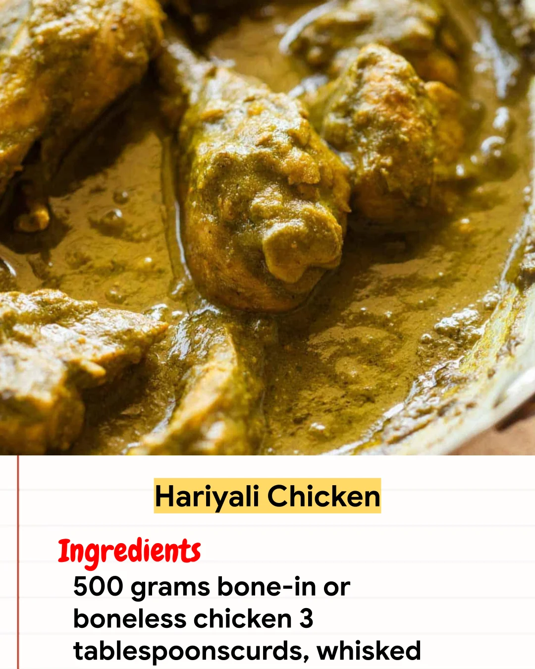 Chicken Recipe Hariyali Chicken