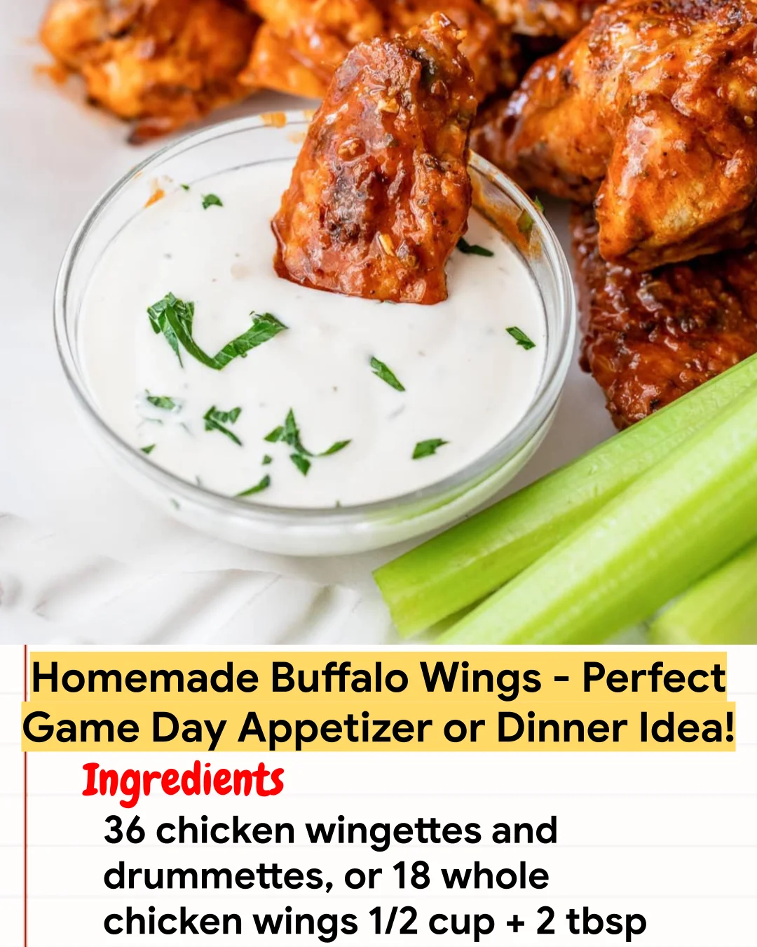 Chicken Recipe Homemade Buffalo Wings – Perfect Game Day Appetizer or Dinner Idea!