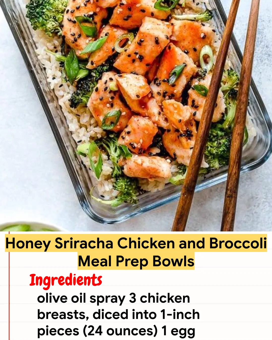 Chicken Recipe Honey Sriracha Chicken and Broccoli Meal Prep Bowls