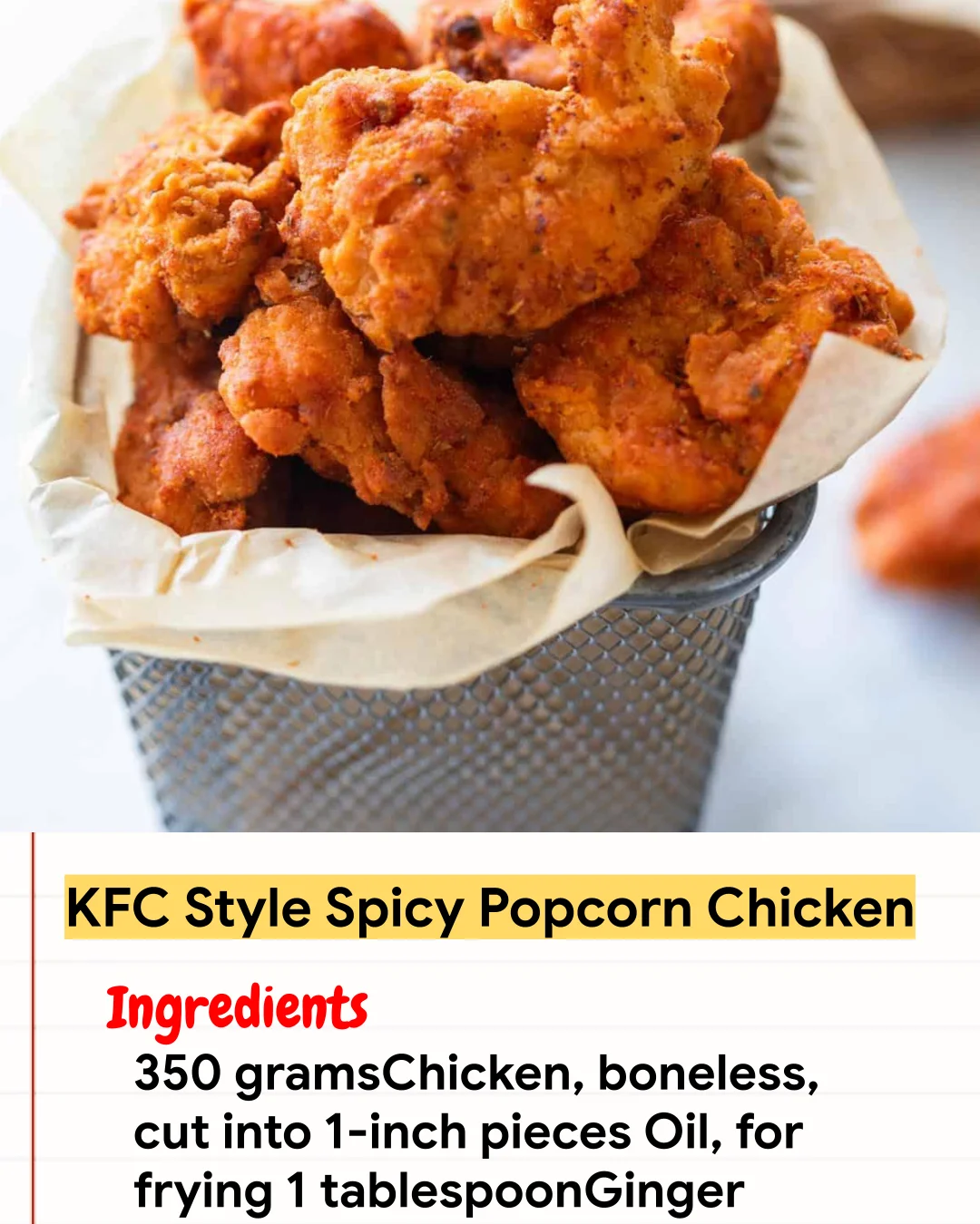Chicken Recipe KFC Style Spicy Popcorn Chicken