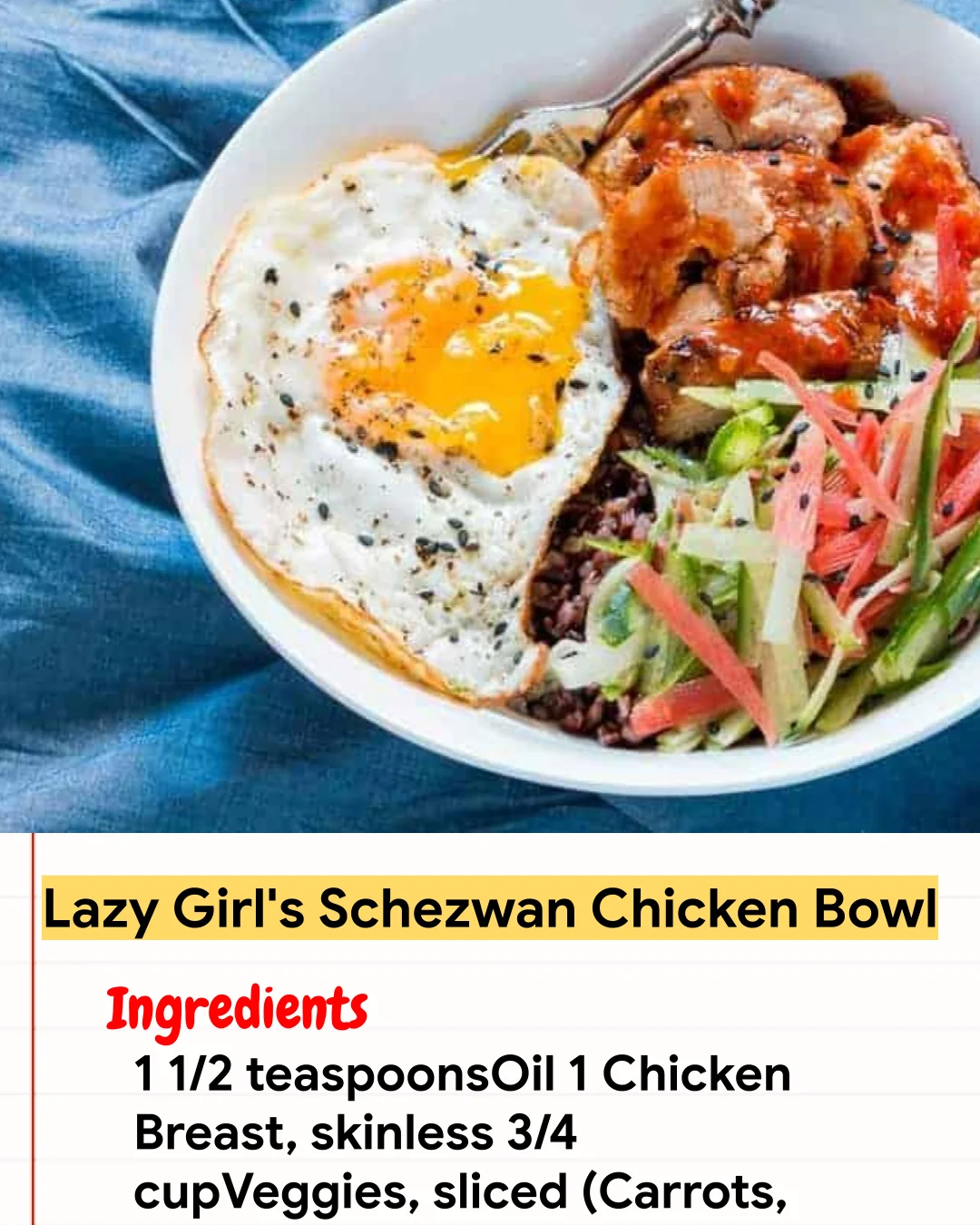 Chicken Recipe Lazy Girl’s Schezwan Chicken Bowl