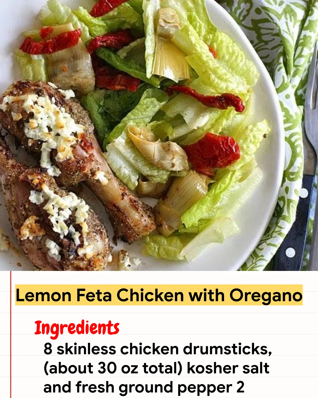 Chicken Recipe Lemon Feta Chicken with Oregano