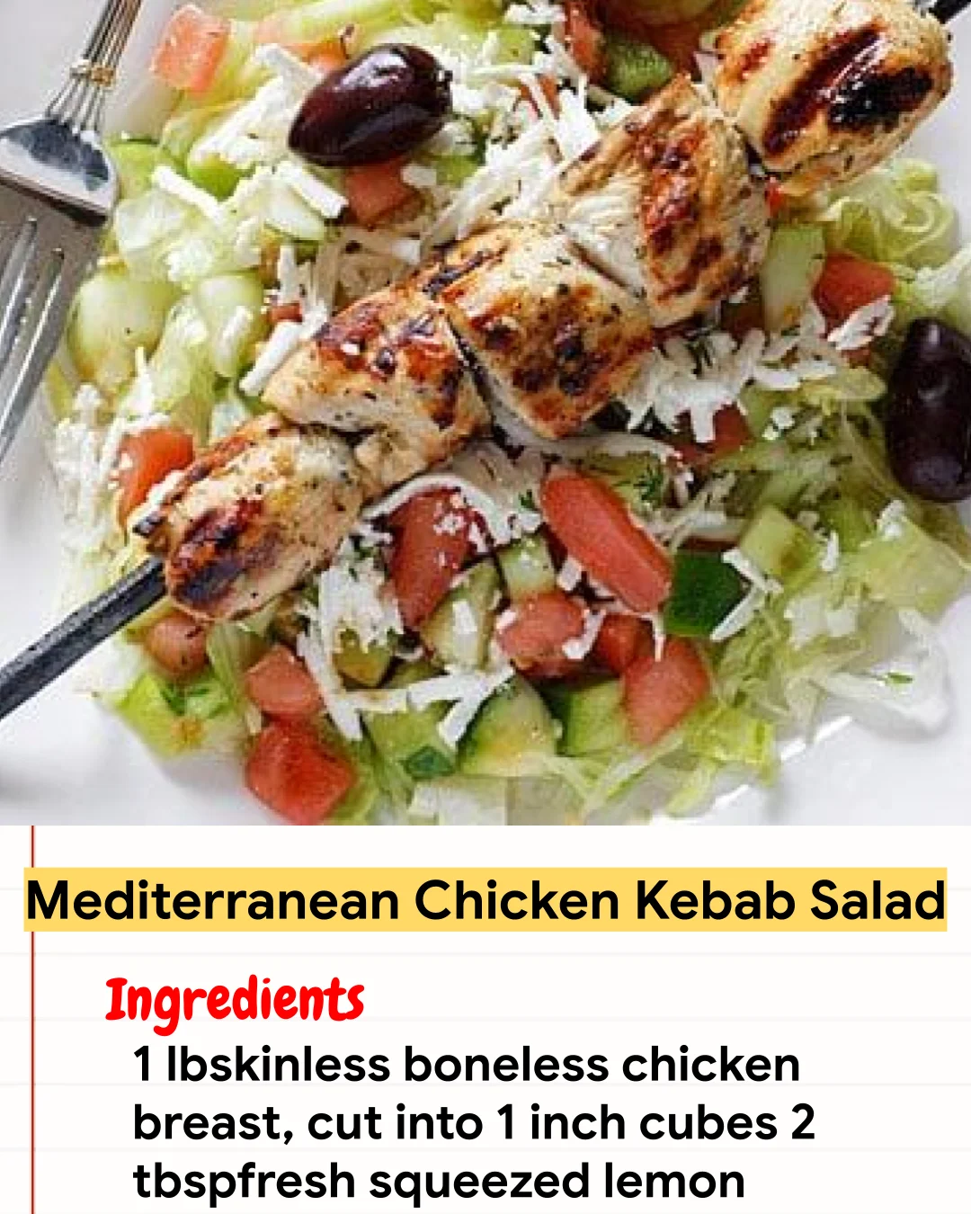 Chicken Recipe Mediterranean Chicken Kebab Salad