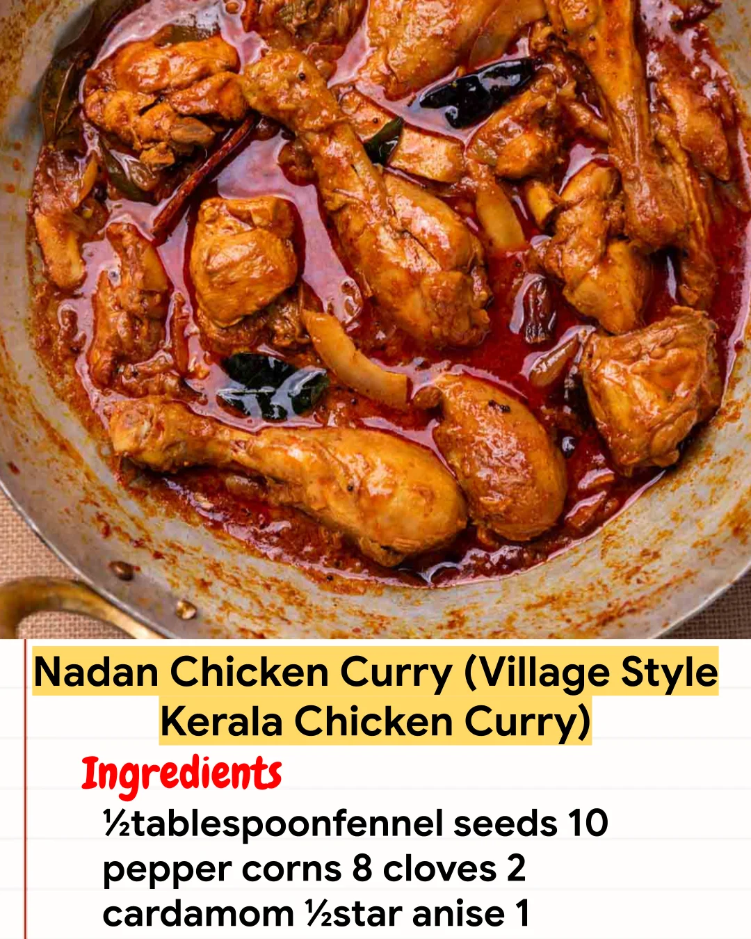 Chicken Recipe Nadan Chicken Curry (Village Style Kerala Chicken Curry)