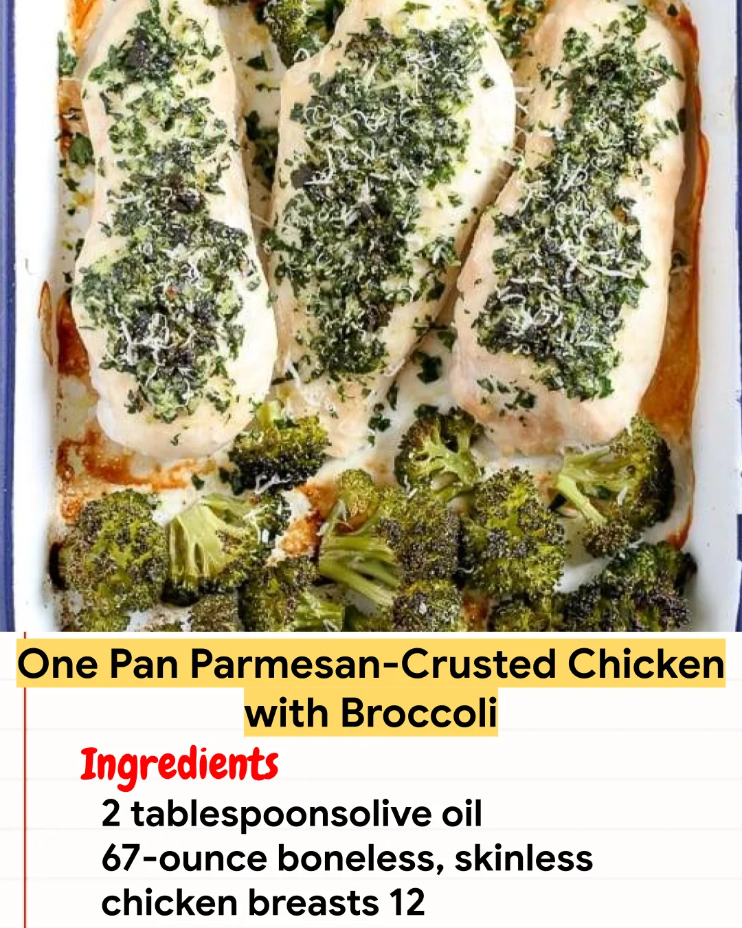 Chicken Recipe One Pan Parmesan-Crusted Chicken with Broccoli