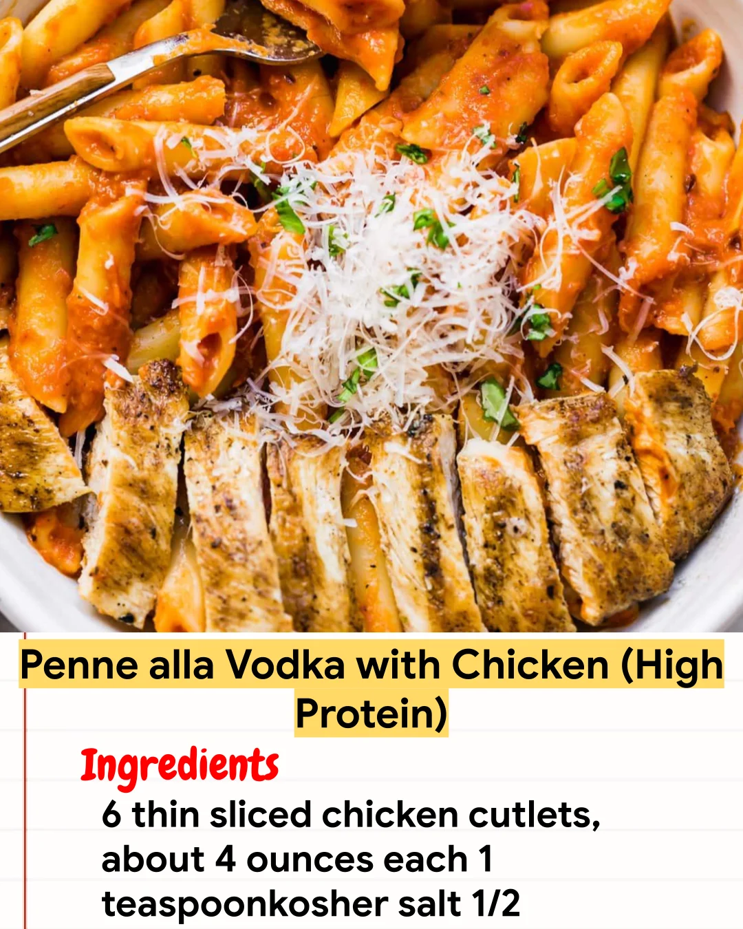 Chicken Recipe Penne alla Vodka with Chicken (High Protein)