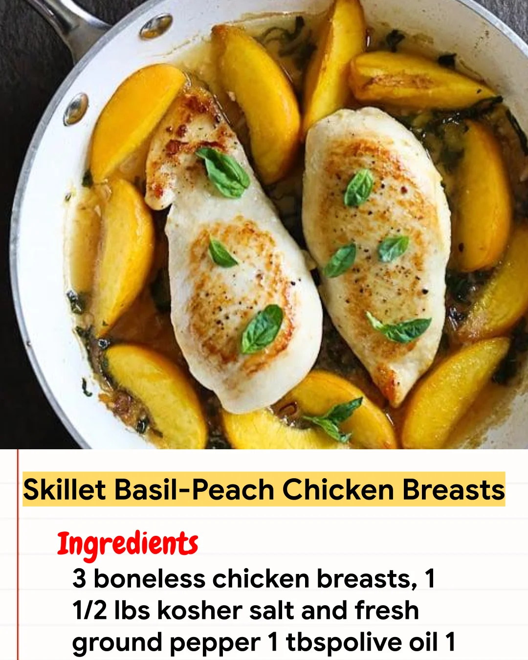 Chicken Recipe Skillet Basil-Peach Chicken Breasts